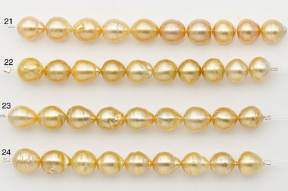 10-11mm Golden South Sea Pearl Short Strand with Blemishes, Natural Color Pearls for Jewelry Making, SKU # 3296GS