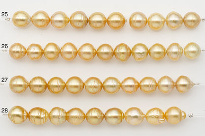 10-11mm Golden South Sea Pearl Short Strand with Blemishes, Natural Color Pearls for Jewelry Making, SKU # 3296GS