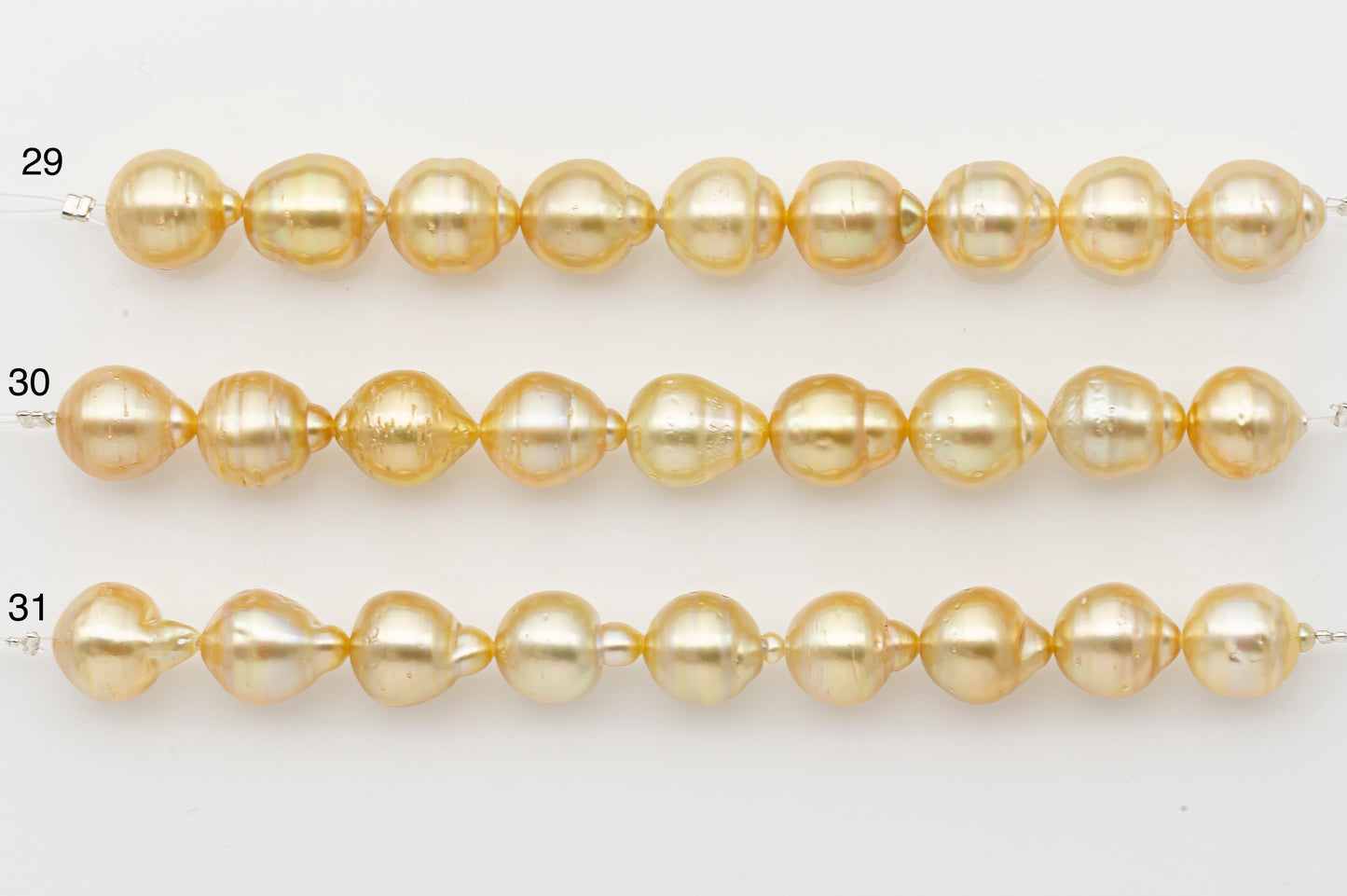 10-11mm Golden South Sea Pearl Short Strand with Blemishes, Natural Color Pearls for Jewelry Making, SKU # 3296GS