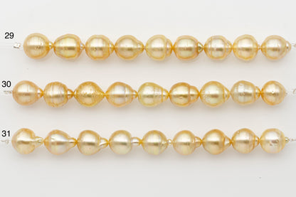 10-11mm Golden South Sea Pearl Short Strand with Blemishes, Natural Color Pearls for Jewelry Making, SKU # 3296GS