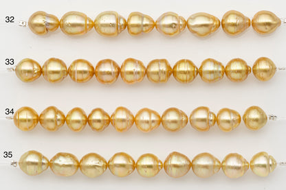 10-11mm Golden South Sea Pearl Short Strand with Blemishes, Natural Color Pearls for Jewelry Making, SKU # 3296GS