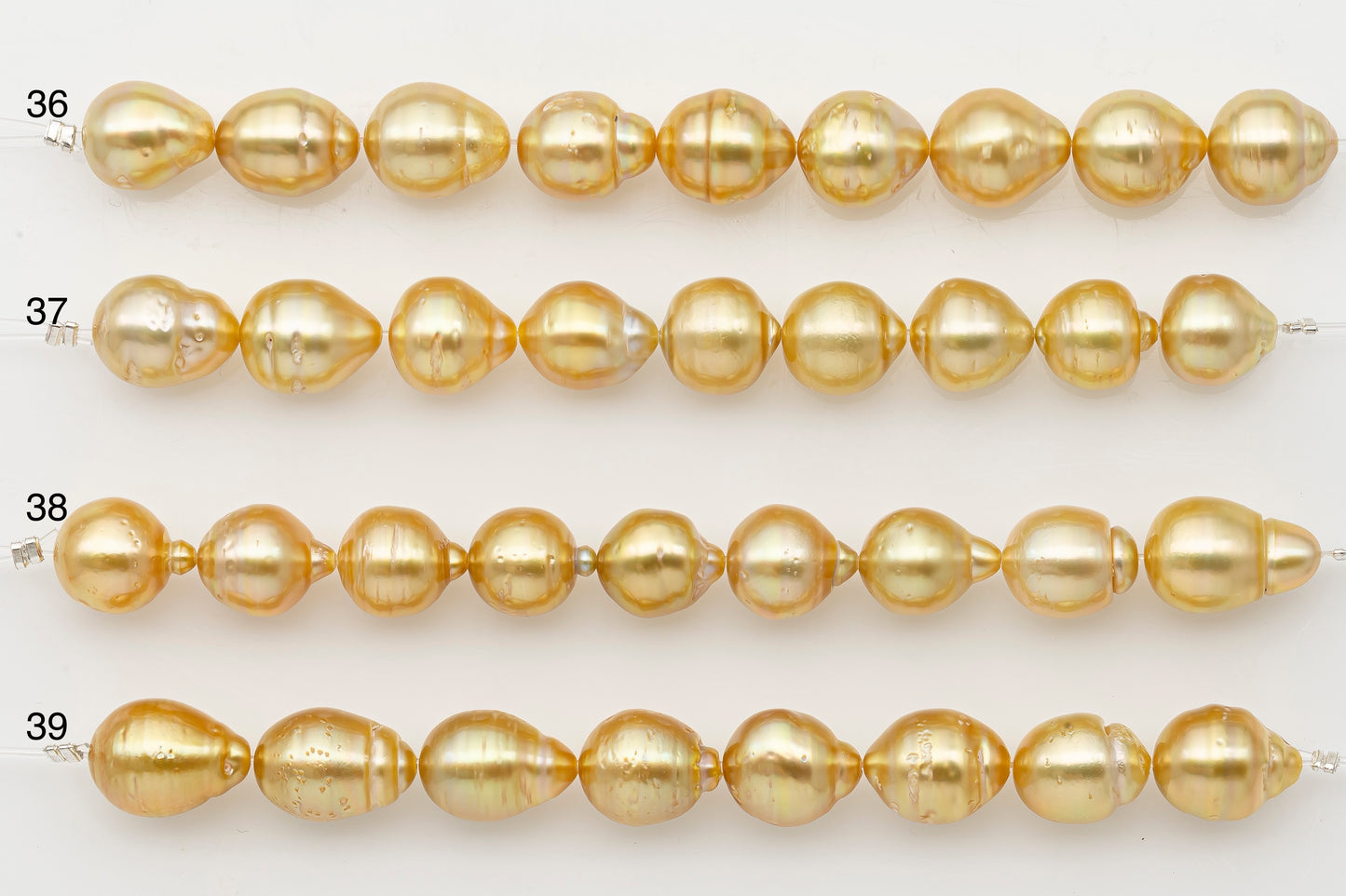 10-11mm Golden South Sea Pearl Short Strand with Blemishes, Natural Color Pearls for Jewelry Making, SKU # 3296GS