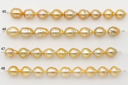 10-11mm Golden South Sea Pearl Short Strand with Blemishes, Natural Color Pearls for Jewelry Making, SKU # 3296GS