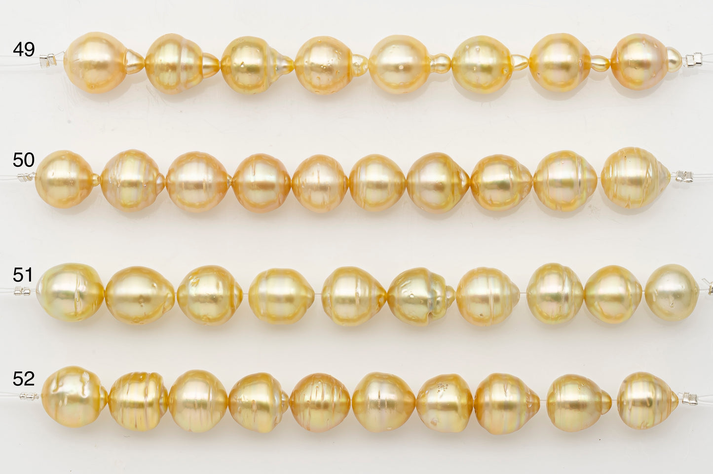 10-11mm Golden South Sea Pearl Short Strand with Blemishes, Natural Color Pearls for Jewelry Making, SKU # 3296GS
