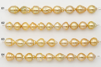 10-11mm Golden South Sea Pearl Short Strand with Blemishes, Natural Color Pearls for Jewelry Making, SKU # 3296GS