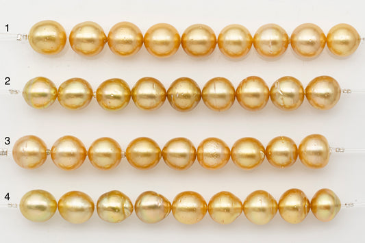 11-12mm Golden South Sea Pearl Short Strand with Blemishes, Natural Color Pearls for Jewelry Making, SKU # 3297GS