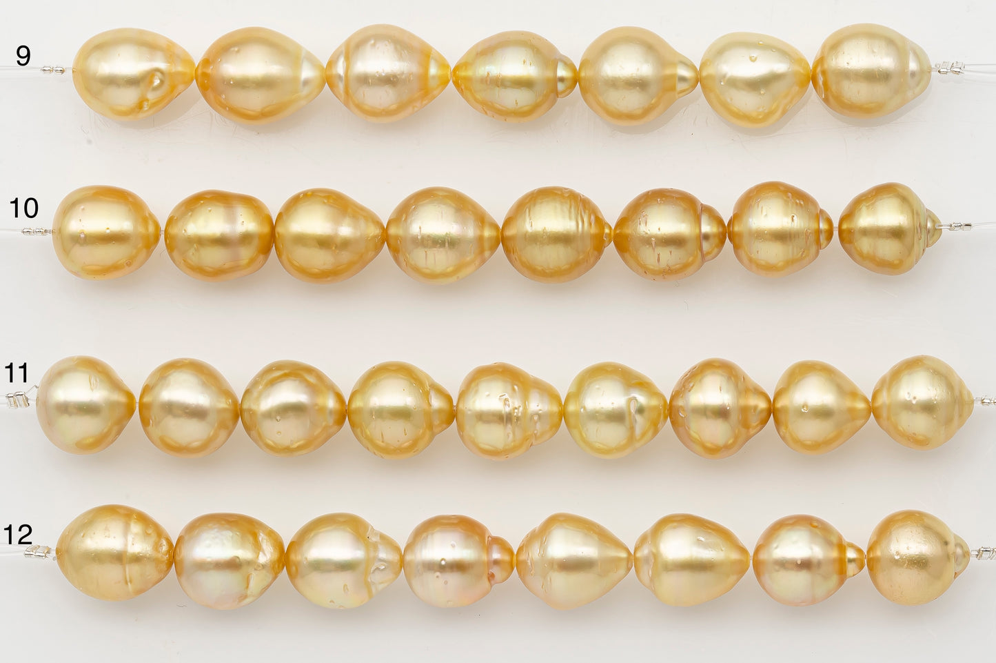 11-12mm Golden South Sea Pearl Short Strand with Blemishes, Natural Color Pearls for Jewelry Making, SKU # 3297GS