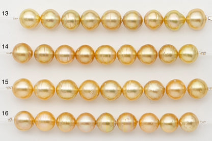 11-12mm Golden South Sea Pearl Short Strand with Blemishes, Natural Color Pearls for Jewelry Making, SKU # 3297GS