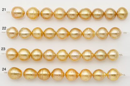11-12mm Golden South Sea Pearl Short Strand with Blemishes, Natural Color Pearls for Jewelry Making, SKU # 3297GS