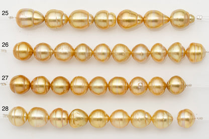 11-12mm Golden South Sea Pearl Short Strand with Blemishes, Natural Color Pearls for Jewelry Making, SKU # 3297GS