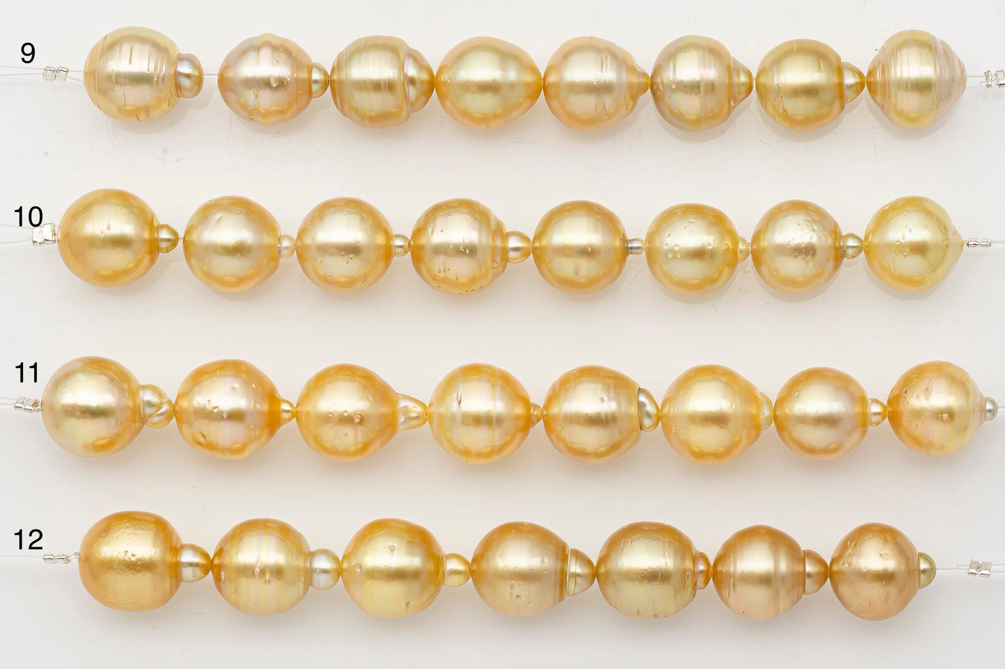 11-12mm Golden South Sea Pearl Short Strand with Blemishes, Natural Color Pearls for Jewelry Making, SKU # 3298GS
