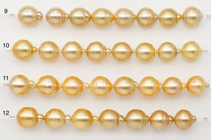 11-12mm Golden South Sea Pearl Short Strand with Blemishes, Natural Color Pearls for Jewelry Making, SKU # 3298GS