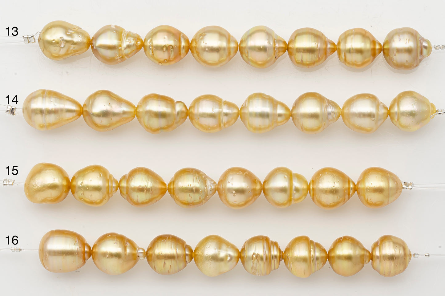 11-12mm Golden South Sea Pearl Short Strand with Blemishes, Natural Color Pearls for Jewelry Making, SKU # 3298GS
