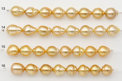 11-12mm Golden South Sea Pearl Short Strand with Blemishes, Natural Color Pearls for Jewelry Making, SKU # 3298GS