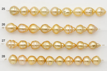 11-12mm Golden South Sea Pearl Short Strand with Blemishes, Natural Color Pearls for Jewelry Making, SKU # 3298GS