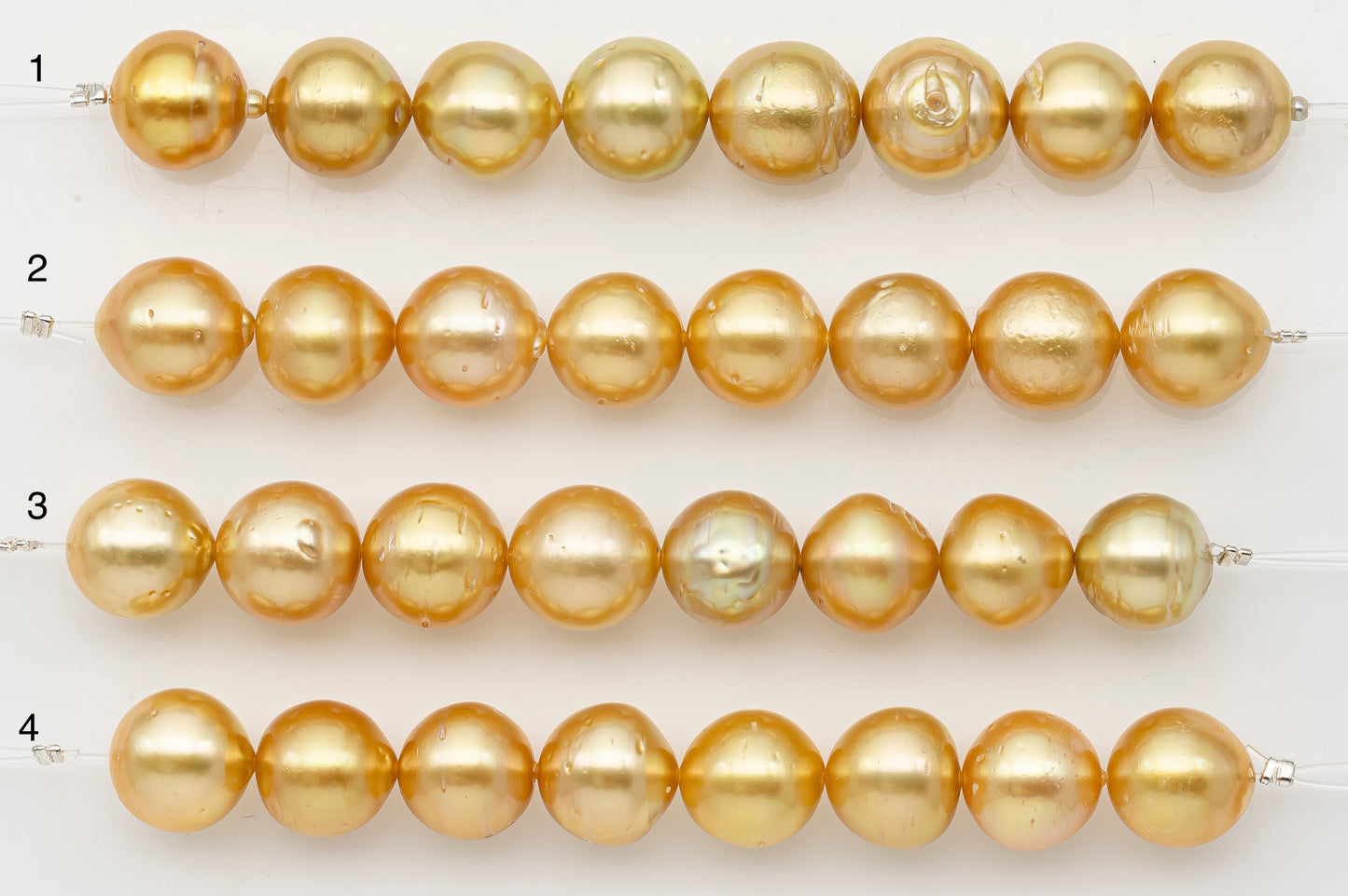 12-13mm Golden South Sea Pearl Short Strand with Blemishes, Natural Color Pearls for Jewelry Making, SKU # 3299GS