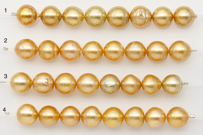 12-13mm Golden South Sea Pearl Short Strand with Blemishes, Natural Color Pearls for Jewelry Making, SKU # 3299GS