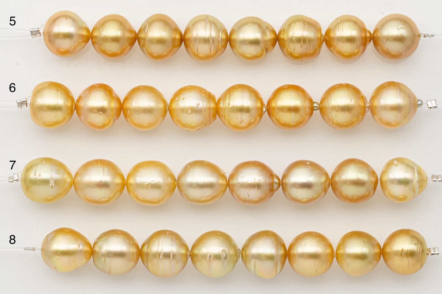 12-13mm Golden South Sea Pearl Short Strand with Blemishes, Natural Color Pearls for Jewelry Making, SKU # 3299GS