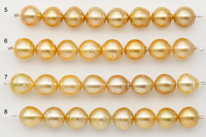 12-13mm Golden South Sea Pearl Short Strand with Blemishes, Natural Color Pearls for Jewelry Making, SKU # 3299GS