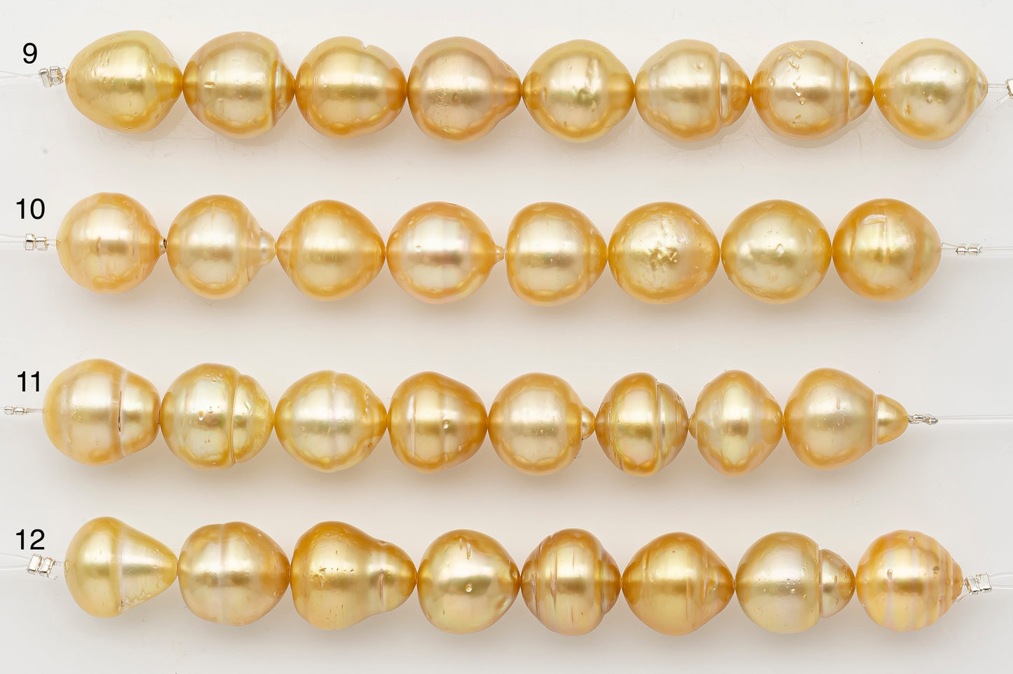 12-13mm Golden South Sea Pearl Short Strand with Blemishes, Natural Color Pearls for Jewelry Making, SKU # 3299GS