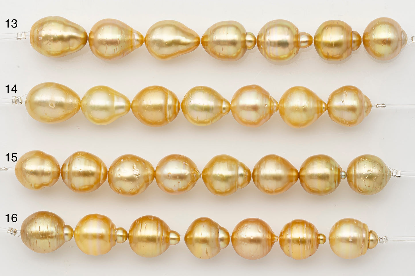 12-13mm Golden South Sea Pearl Short Strand with Blemishes, Natural Color Pearls for Jewelry Making, SKU # 3299GS