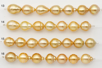 12-13mm Golden South Sea Pearl Short Strand with Blemishes, Natural Color Pearls for Jewelry Making, SKU # 3299GS