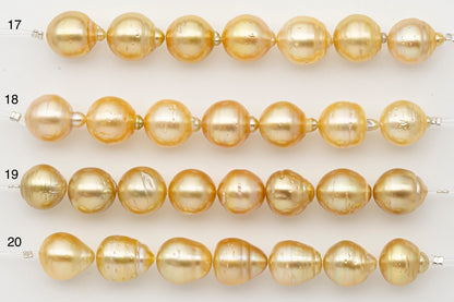 12-13mm Golden South Sea Pearl Short Strand with Blemishes, Natural Color Pearls for Jewelry Making, SKU # 3299GS