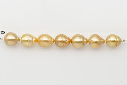 12-13mm Golden South Sea Pearl Short Strand with Blemishes, Natural Color Pearls for Jewelry Making, SKU # 3299GS