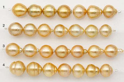 13-14mm Golden South Sea Pearl Short Strand with Blemishes, Natural Color Pearls for Jewelry Making, SKU # 3300GS