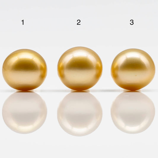 10-11mm Golden South Sea Pearl Near Round Single Piece with All Natural Color and High Luster in Undrilled to Large Hole, SKU # 1825GS