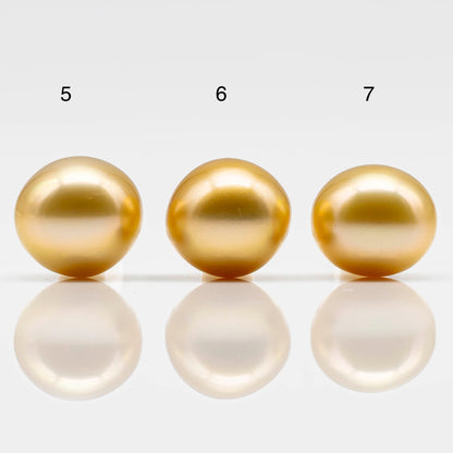 11-12mm Gold South Sea Pearl Near Round Undrilled Single Piece in All Natural Color and High Luster for Jewelry Making, SKU # 1826GS