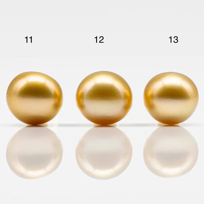 11-12mm Gold South Sea Pearl Near Round Undrilled Single Piece in All Natural Color and High Luster for Jewelry Making, SKU # 1826GS