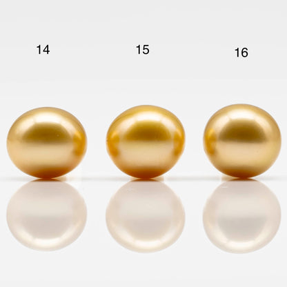 11-12mm Gold South Sea Pearl Near Round Undrilled Single Piece in All Natural Color and High Luster for Jewelry Making, SKU # 1826GS