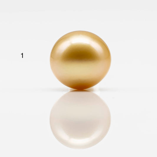 11-12mm Gold South Sea Pearl Near Round Undrilled Single Piece in All Natural Color and High Luster for Jewelry Making, SKU # 1826GS