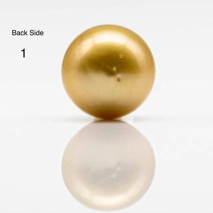 14-15mm Large Size Golden South Sea Pearl in Natural Color with High Luster, Round Single Piece Undrilled for Jewelry Making, SKU # 1829GS