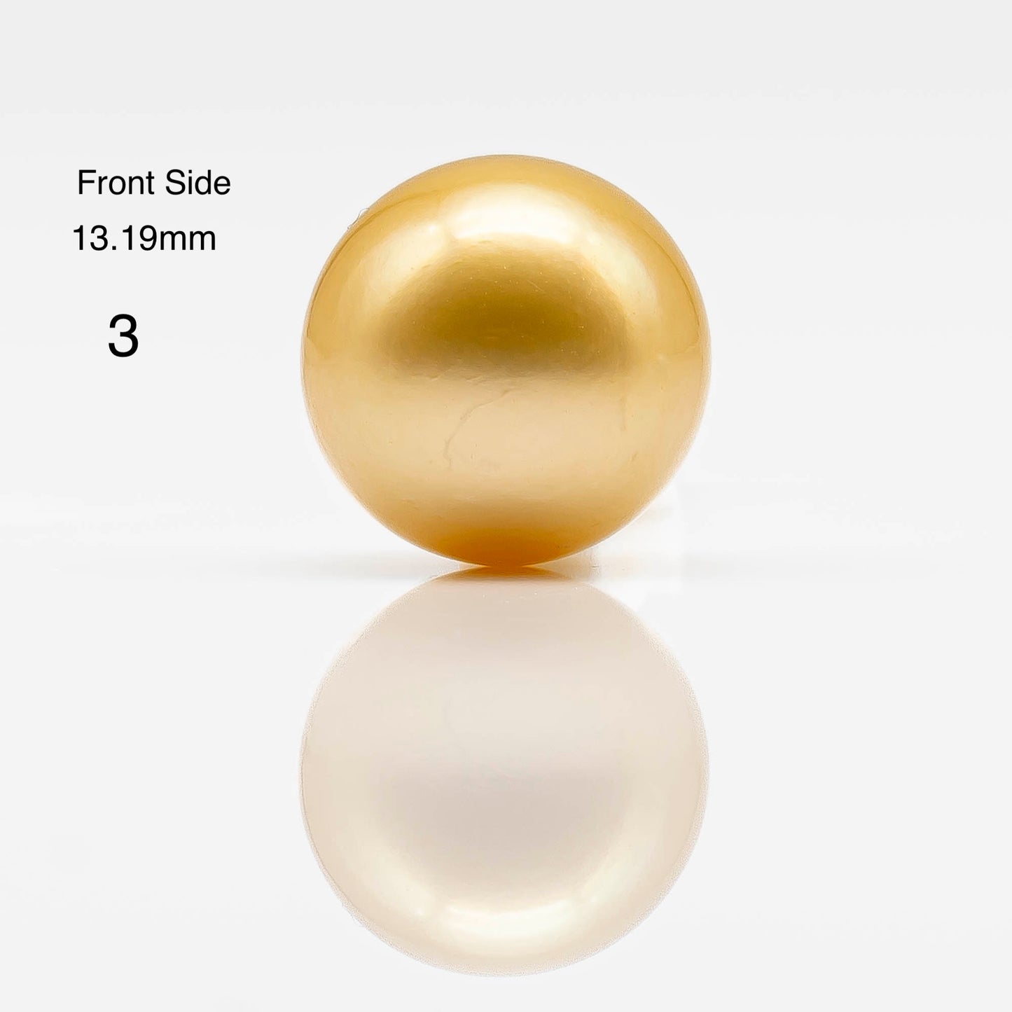 13-14mm Round Golden South Sea Pearl in Natural Color with High Luster, Undrilled Single Piece for Jewelry Making, SKU # 1830GS