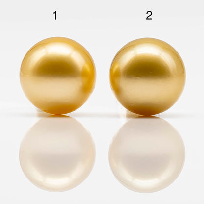 11-12mm Golden South Sea Pearl in Round Undrilled Single Piece, Natural Color with High Luster for Jewelry Making, SKU # 1832GS
