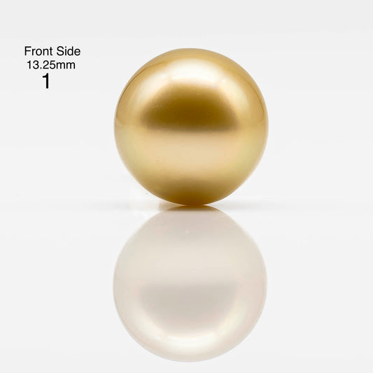 13-14mm Gold South Sea Pearl in Round Single Piece Undrilled, All Natural Color with High Luster for Jewelry Making, SKU # 1833GS