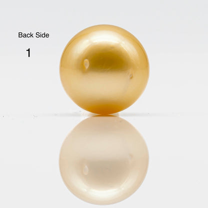 11-12mm Golden South Sea Pearl in Round Undrilled Single Piece, Natural Color with High Luster for Jewelry Making, SKU # 1832GS