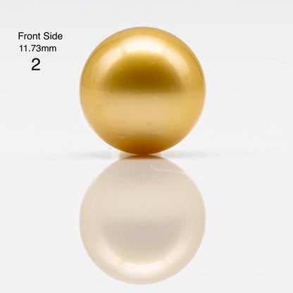 11-12mm Golden South Sea Pearl in Round Undrilled Single Piece, Natural Color with High Luster for Jewelry Making, SKU # 1832GS
