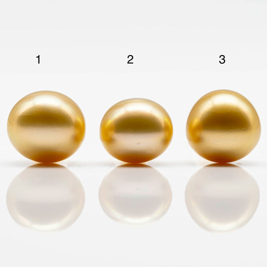 12-13mm Gold South Sea Pearl in Natural Color with High Luster, Near Round Undrilled Single Piece for Jewelry Making, SKU # 1827GS