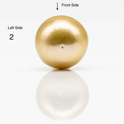 13-14mm Gold South Sea Pearl in Round Single Piece Undrilled, All Natural Color with High Luster for Jewelry Making, SKU # 1833GS