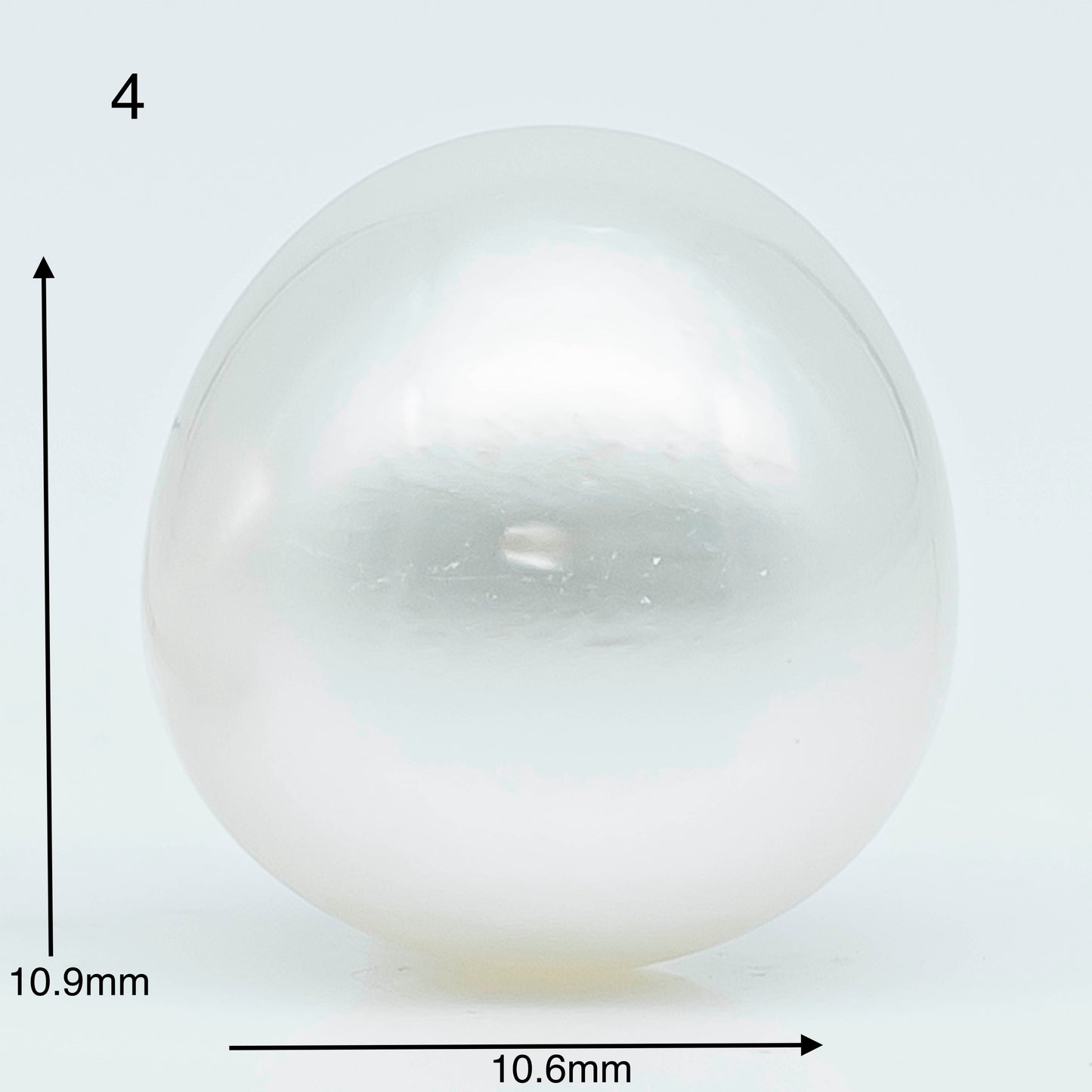 10-11mm  Near Round South Sea Pearl with Amazing Luster and Natural White Color, Loose Single Pice Undrilled, SKU # 1959SS