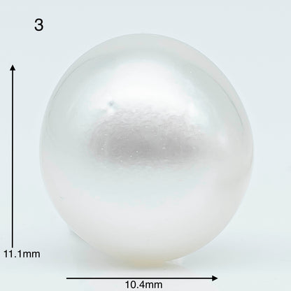10-11mm  Near Round South Sea Pearl with Amazing Luster and Natural White Color, Loose Single Pice Undrilled, SKU # 1959SS