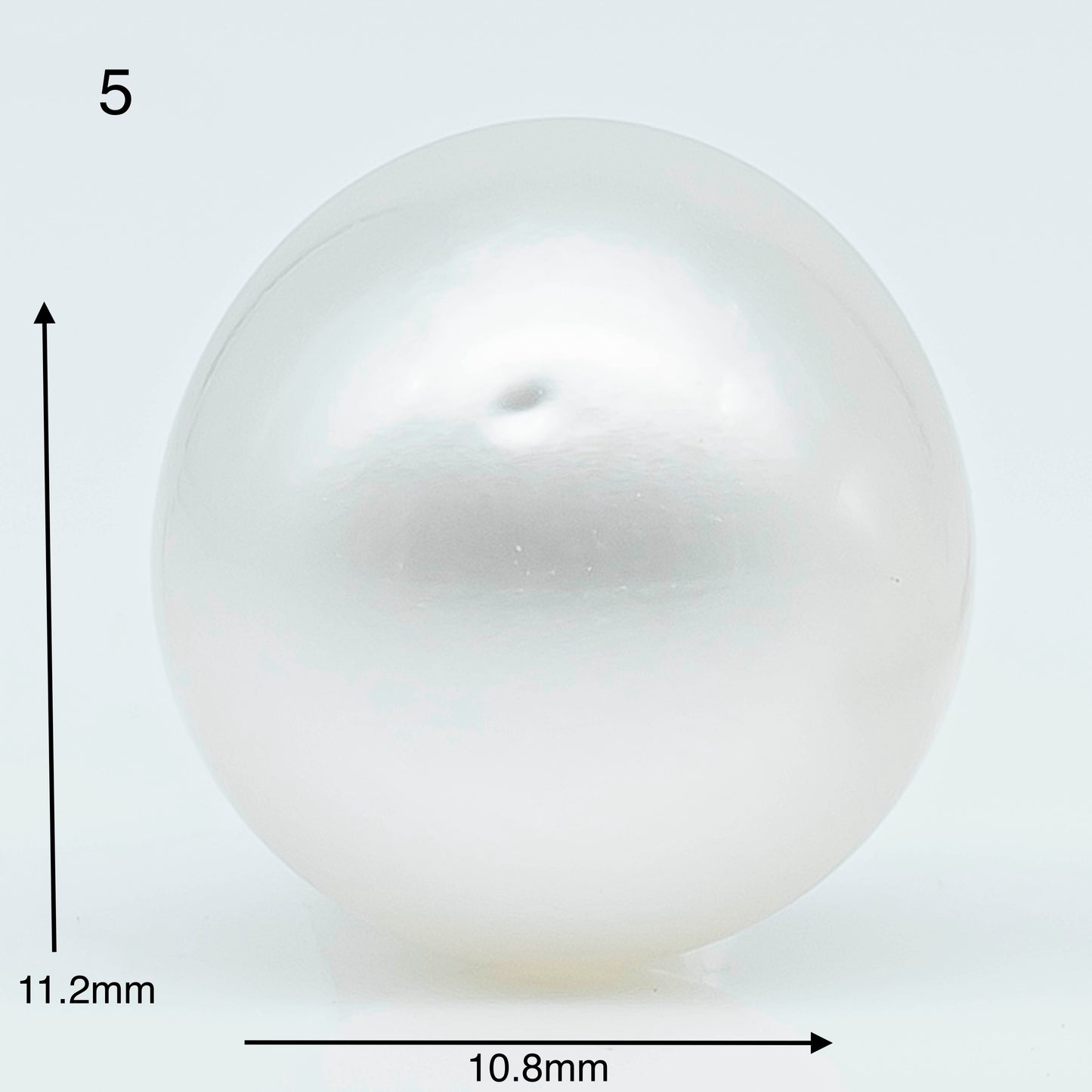 10-11mm  Near Round South Sea Pearl with Amazing Luster and Natural White Color, Loose Single Pice Undrilled, SKU # 1959SS