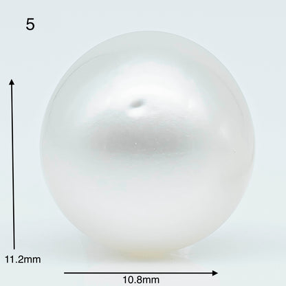 10-11mm  Near Round South Sea Pearl with Amazing Luster and Natural White Color, Loose Single Pice Undrilled, SKU # 1959SS