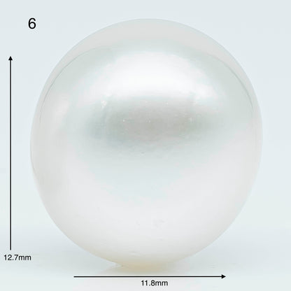11-12mm Near Round South Sea Pearl with Amazing Luster and Natural White Color No Blemish, Loose Single Pice Undrilled, SKU # 1960SS