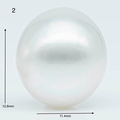 11-12mm  Near Round South Sea Pearl with Amazing Luster and Natural White Color No Blemish, Loose Single Pice Undrilled, SKU # 1965SS
