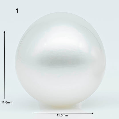 11-12mm  Near Round South Sea Pearl with Amazing Luster and Natural White Color No Blemish, Loose Single Pice Undrilled, SKU # 1965SS