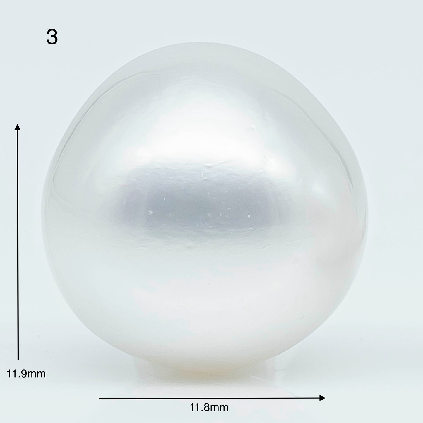 11-12mm  Near Round South Sea Pearl with Amazing Luster and Natural White Color No Blemish, Loose Single Pice Undrilled, SKU # 1965SS